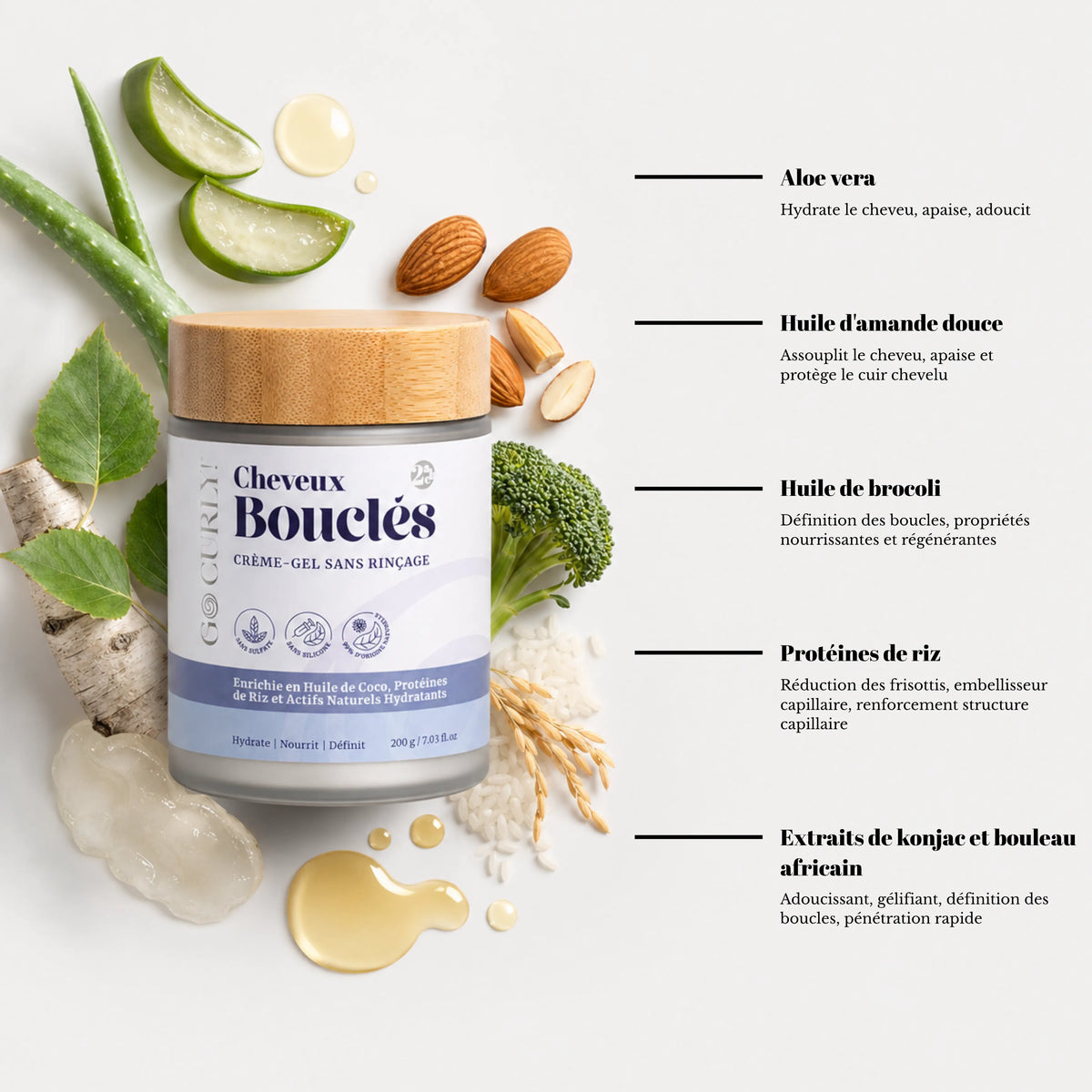 Crème-Gel Sans Rinçage (Cheveux Bouclés)